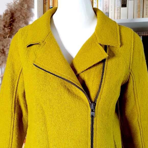 Tahari Wool Moto Style Rich Yellow Small Jacket P1068 - Picture 5 of 10